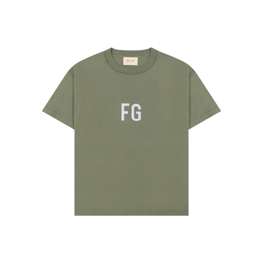 FEAR OF GOD 6th Sixth Collection 3M Reflective FG Logo Tee Green Silver Size S